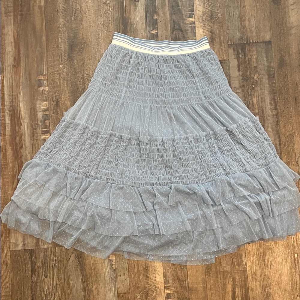 Anthropologie Blue Tiered A-Line Skirt